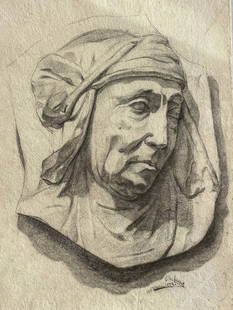 Antique 19th Century European academic Charcoal drawing: Antique 19th Century European Academic Charcoal Drawing. A skillfully executed charcoal on paper signed & dated 1892. A rare unique European work on paper measuring about 12 3/4 inches wide by 19 3/4