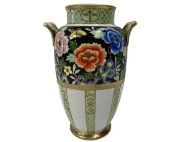A HAND PAINTED NIPPON PORCELAIN VASE