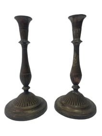 Pair of plated Candlestick candle holders 11 inches tall