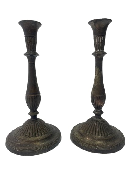 Pair of plated Candlestick candle holders 11 inches tall