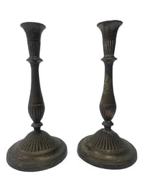 Pair of plated Candlestick candle holders 11 inches tall