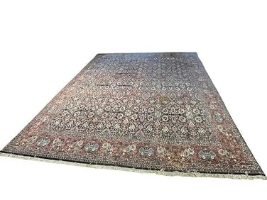 A large genuine Persian Bijar hand woven Krdish rug 10 ft by 12 ft 7