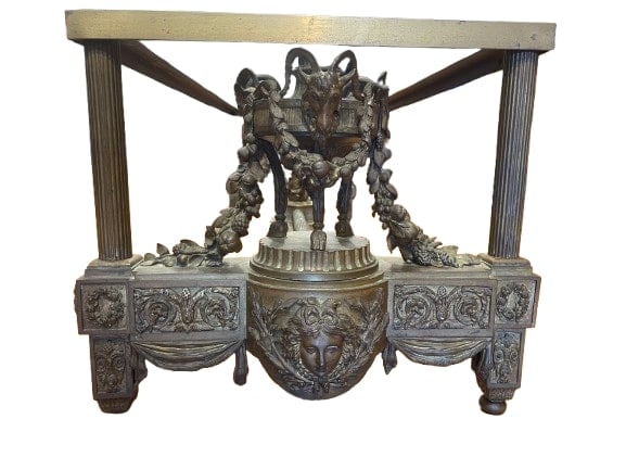 Antique rare French Solid bronze coffee table with a marble top (1 of 20)