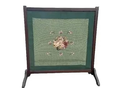 A Mahogany and Needlepoint Fireplace Screen