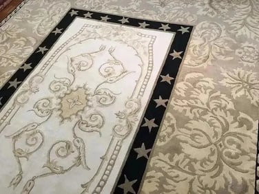 A handwoven Tibetan Contemporary wool rug