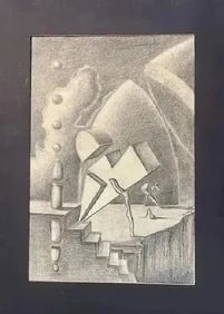 Thoyt Surrealism Charcoal drawing signed & dated