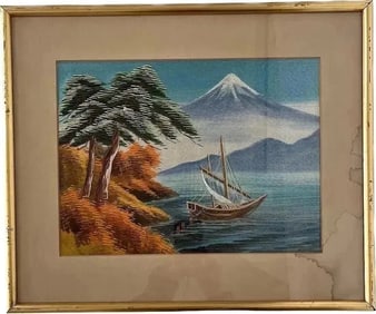 Asian hand sewn silk embroidery