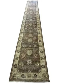A long Pakistan Mahal hand woven 18 foot wool Runner