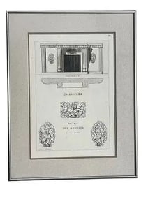 A French Bronze Architectural detail Engraving on Paper