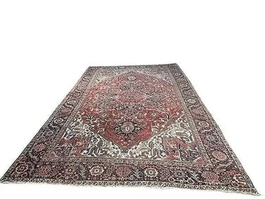 Antique Persian Heriz handwoven large room size rug