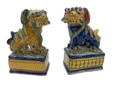 Pair of small Asian Foo Dogs statues
