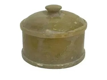 Small Chinese Round Jade trinket box with cover