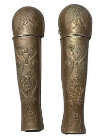 Old European Knights Greaves Armor Pair of Metal Knee & Shin Guards