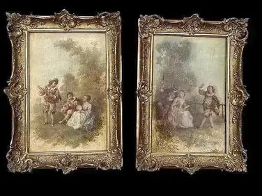Attributed Jean Andre Castaigne Oil on panel paintings