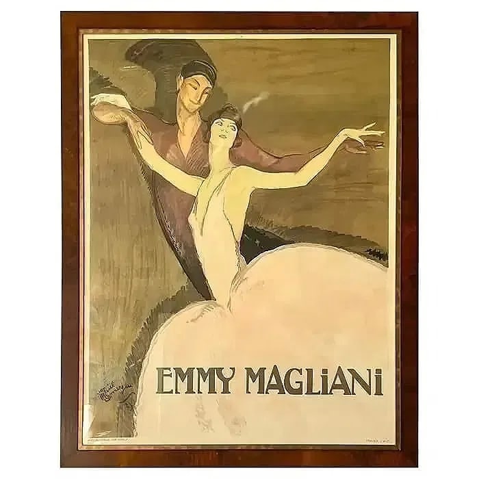 A Massive Emmy Magliani Poster by Jean Gabriel Domergue: Jean Gabriel Domergue (1889-1962) EMMY MAGLIANI Rive Gouche Lithograph Poster in colors. Printed postumusly in 1998 in Paris France. Beautifully framed measuring 47 inches wide by 60 inches long.