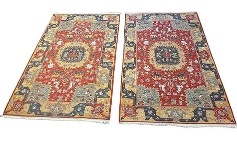 A Pair of Handwoven Agra Soumak Rugs