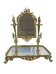 Antique French Ormolu Dresser vanity Mirror