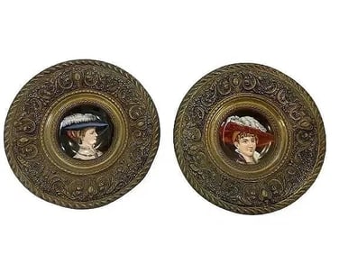Pair of German porcelain plate display chargers