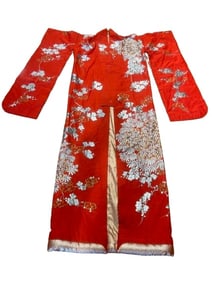 A  JAPANESE WEDDING KIMONO Embroidered with Silver threads