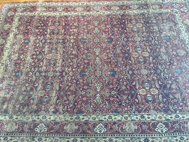 Antique Persian Lavar Kerman room size rug