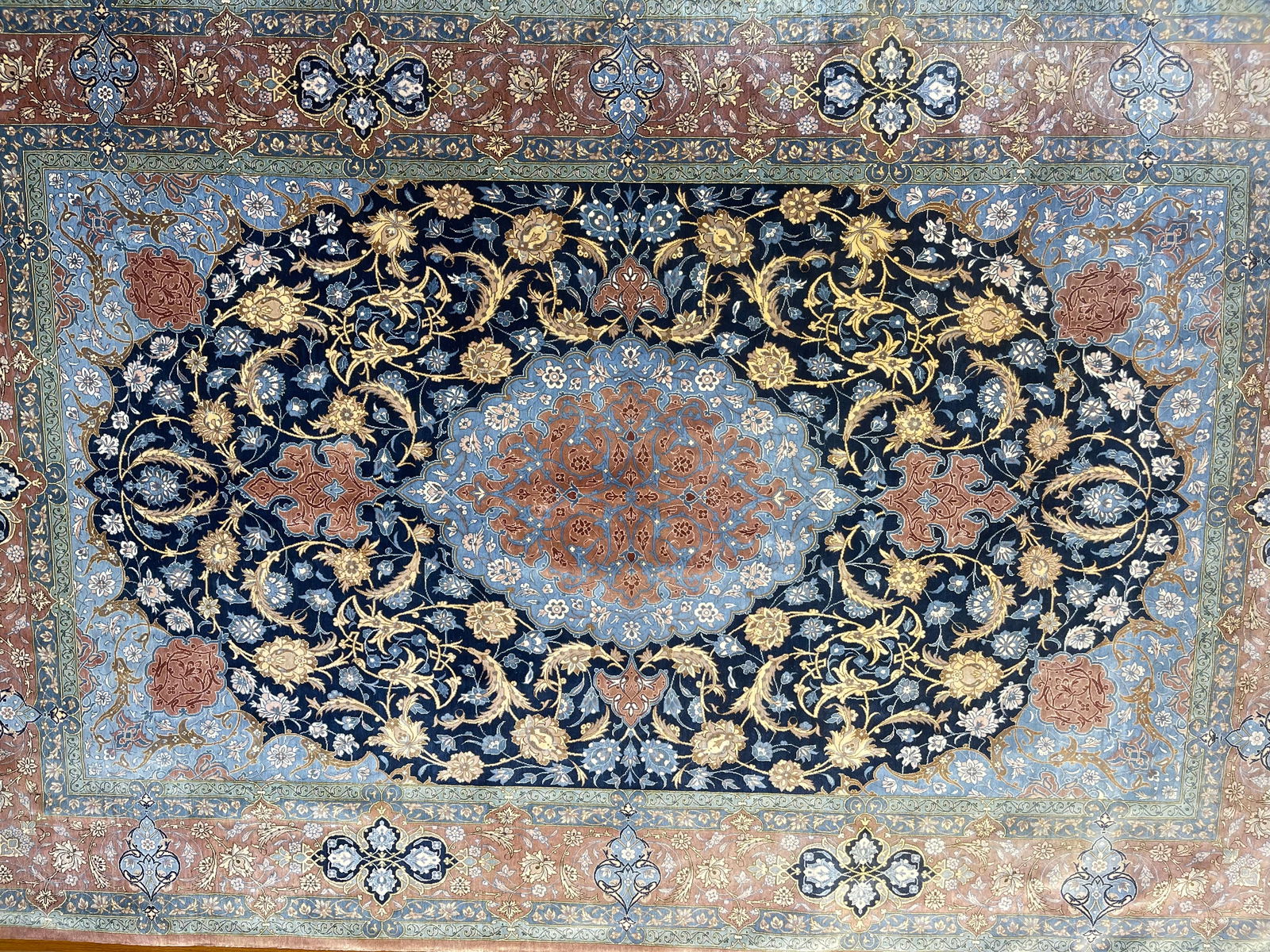 A Fine Genuine Persian Pure Silk on Silk Qum Signed hand knotted rug (1 of 20)