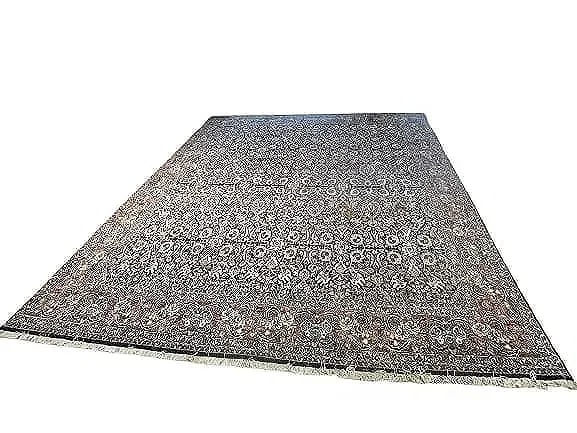 A large genuine Persian Bijar hand woven Krdish rug 10 ft by 12 ft 7: A genuine Hand Woven Persian Bijar rug measuring 10 feet wide by 12 feet 7 inches long. A finely dense woven wool on cotton weaving with an unusual all over floral pattern. Bidjar (Bijar) rugs are wov