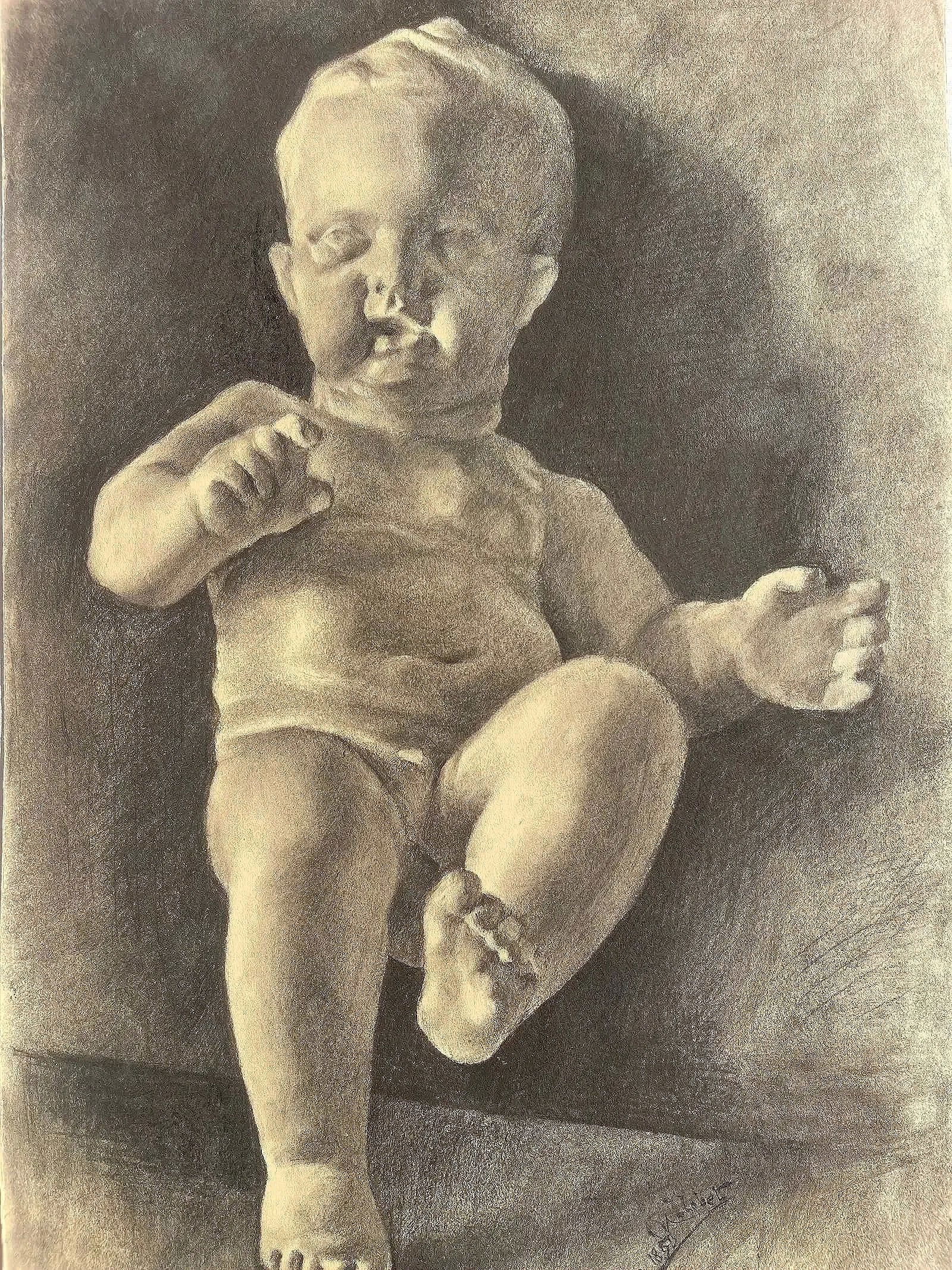 Antique 19th Century European academic charcoal drawing (1 of 13)