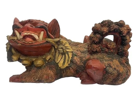 A Chinese hand carved FOO DOG wooden statue (1 of 20)