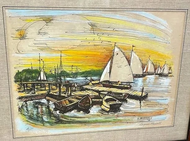 Eugene Barrell 1915 - 1994 Pencil signed lithograph: Eugene Barrell 1915 - 1994 Pencil signed lithograph pencil signed and initialed AP artist proof to the lower left. Sight measures 15 inches wide by 20 inches long, frame measures 21 1/2 inches wide by
