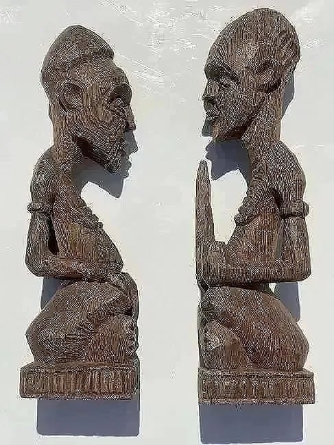 Pair of African Wood carving statues - 6