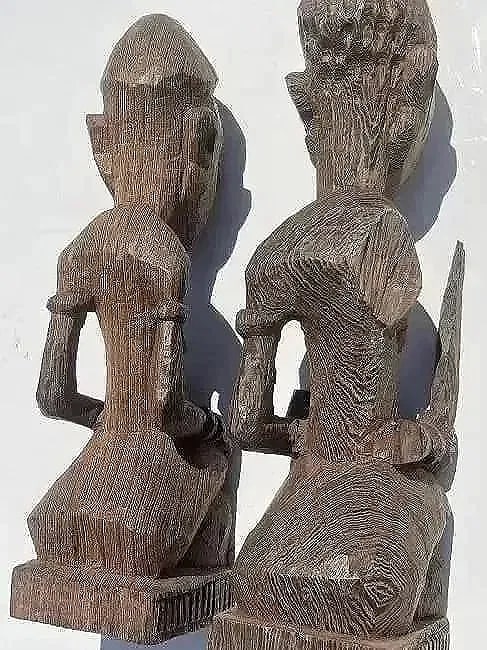 Pair of African Wood carving statues - 8