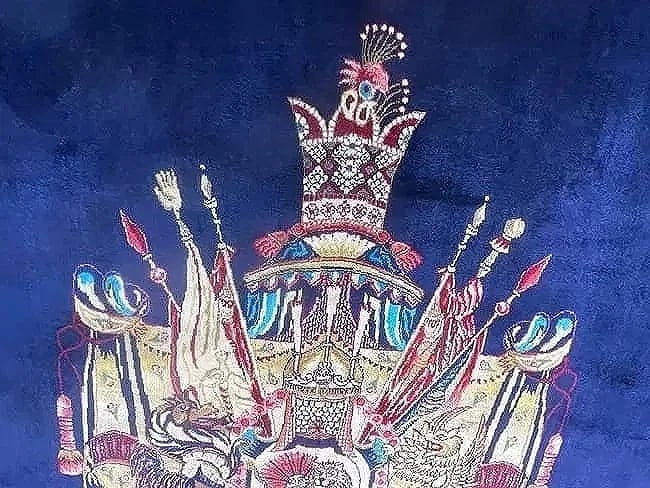 A small square silk rug - 12