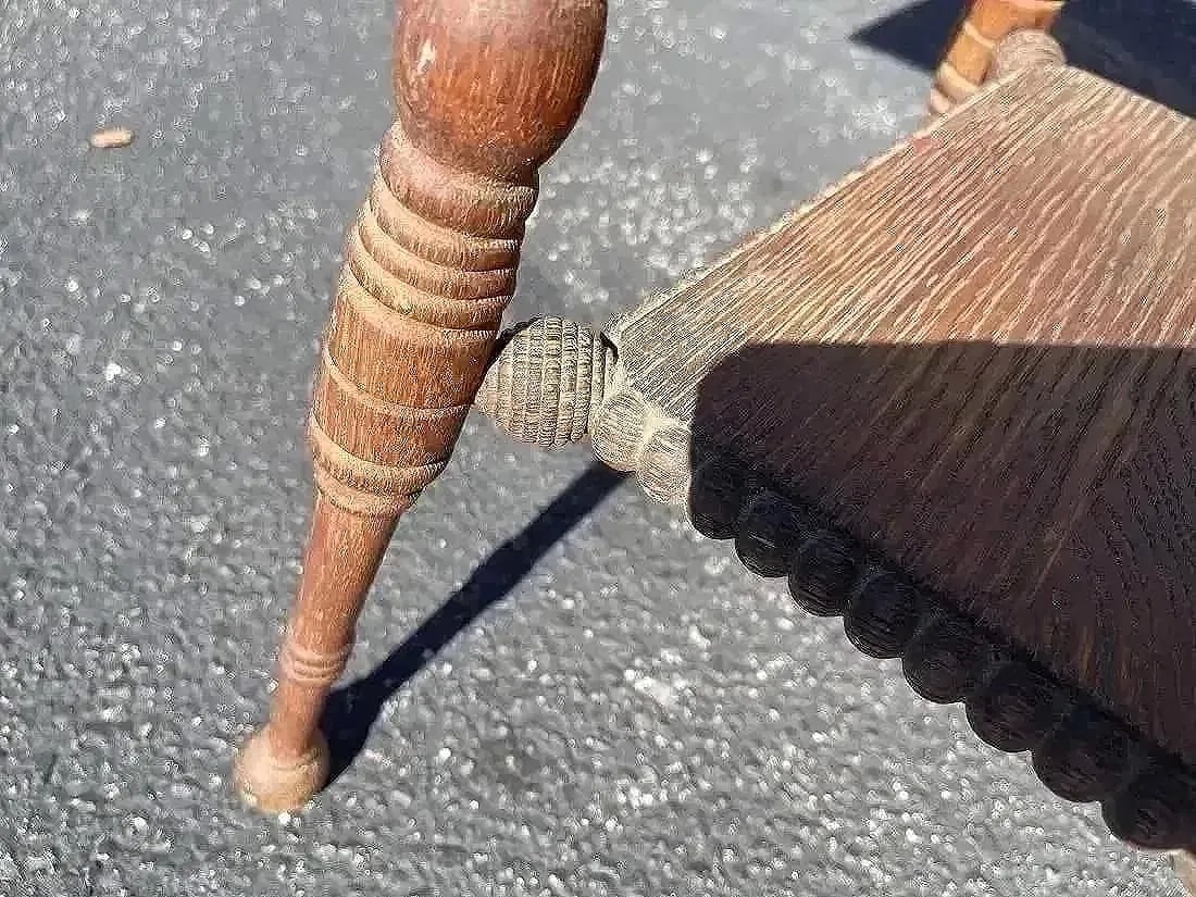 Antique Oak Square Table - 11
