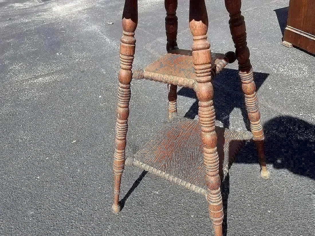 Antique Oak Square Table - 6