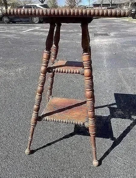 Antique Oak Square Table - 9