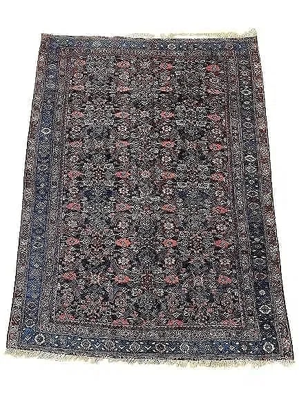 Antique Persian Bijar rug: Antique Persian Bijar Kurdish Tribal rug measuring 3 feet 10 inches by 5 feet 10 inches long. A highly detailed tribal Bijar Herati pattern wool on wool hand knotted rug.