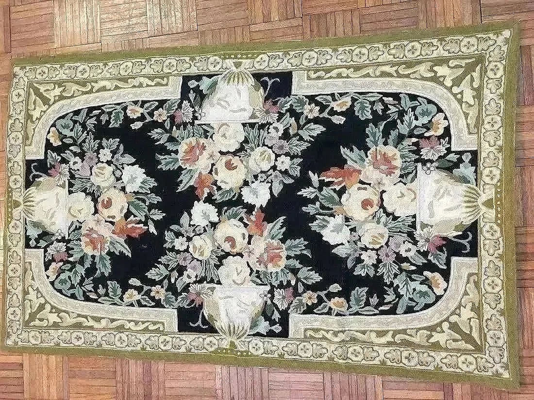 An old Chainstich rectangular tapestry rug (1 of 8)