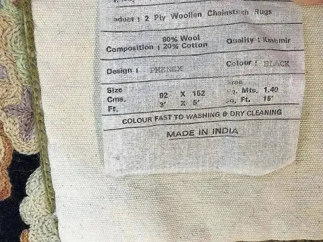 An old Chainstich rectangular tapestry rug - 8