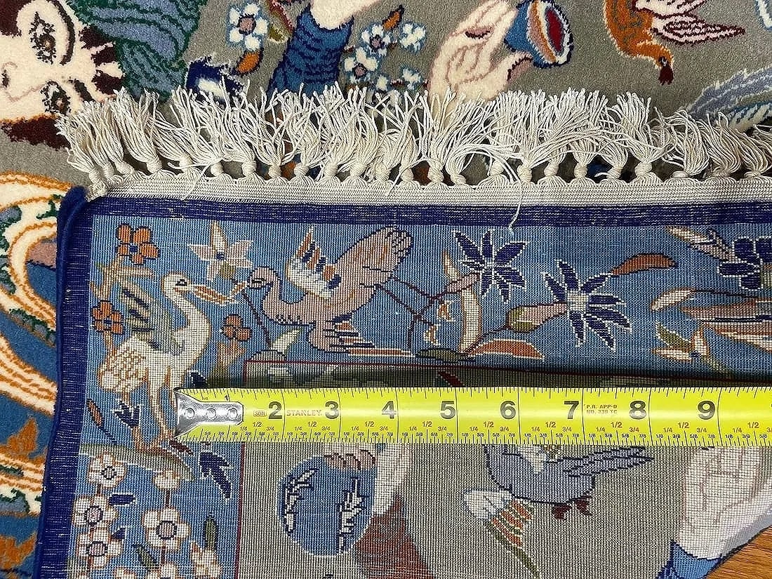 A Persian Isfahan Silk & Wool Pictorial hand woven rug - 10