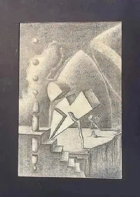 Thoyt Surrealism Charcoal drawing signed & dated (1 of 12)