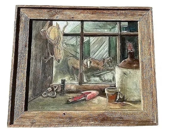 Large Oil on Canvas painting by an unknown artist (1 of 13)