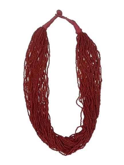 Old Southwestern Coral beads necklace: Old Southwestern Coral bead necklace with 30 strands and measuring 29 inches long including the fastener loop. A rich red Coral bead necklace.