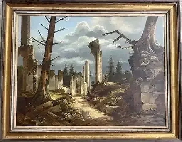 Rudi Reichardt Oil on masonite Large scale painting from VINCENT PRICE collection: Rudi Reichardt (born 1929 )Oil on Masonite board large scale painting. Frame measures 37 inches wide by 47 inches long, The sight measures 30 inches wide by 40 inches long. Signed & dated on lower rig
