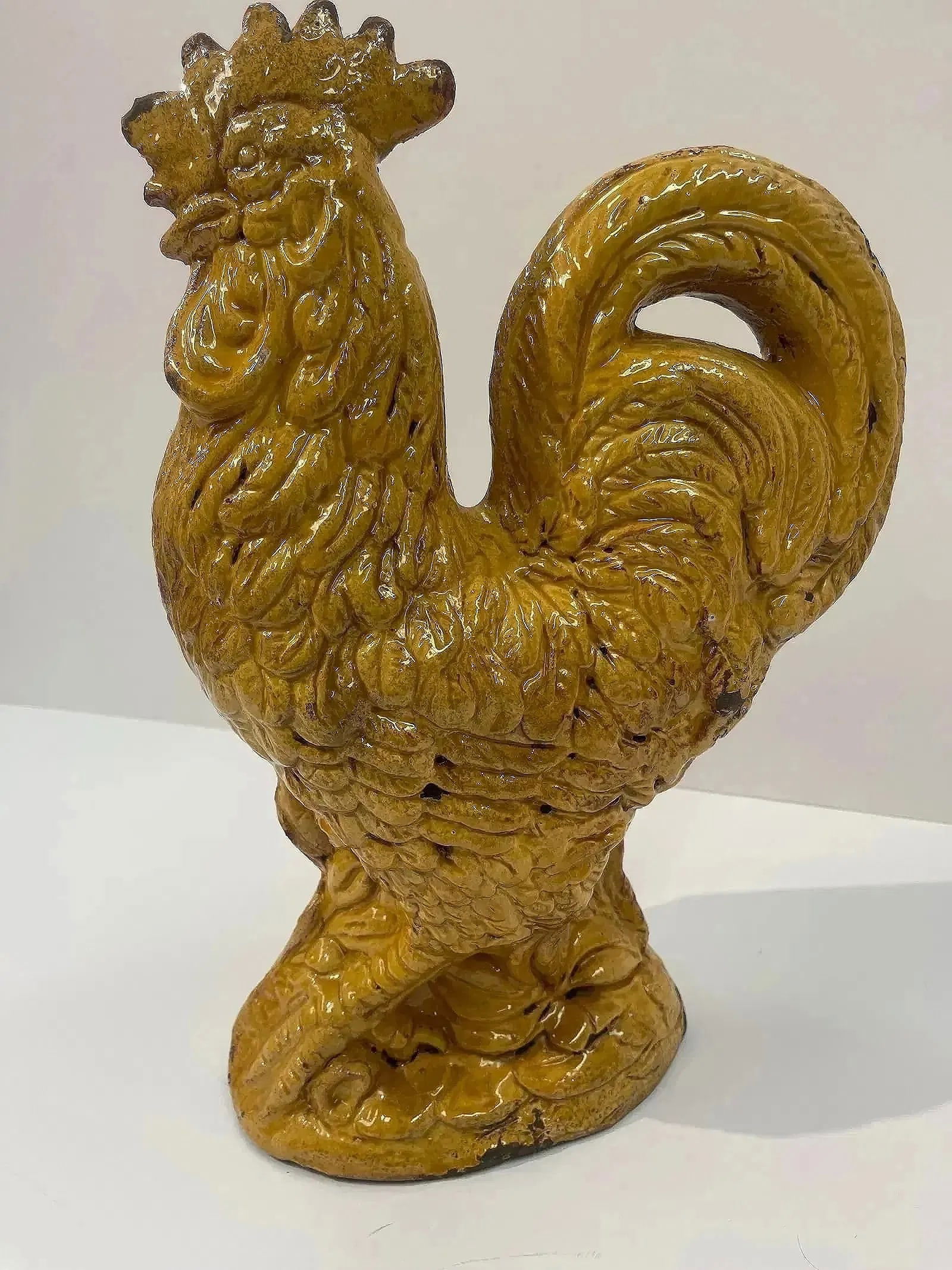 Italian glazed pottery rooster statue - 10
