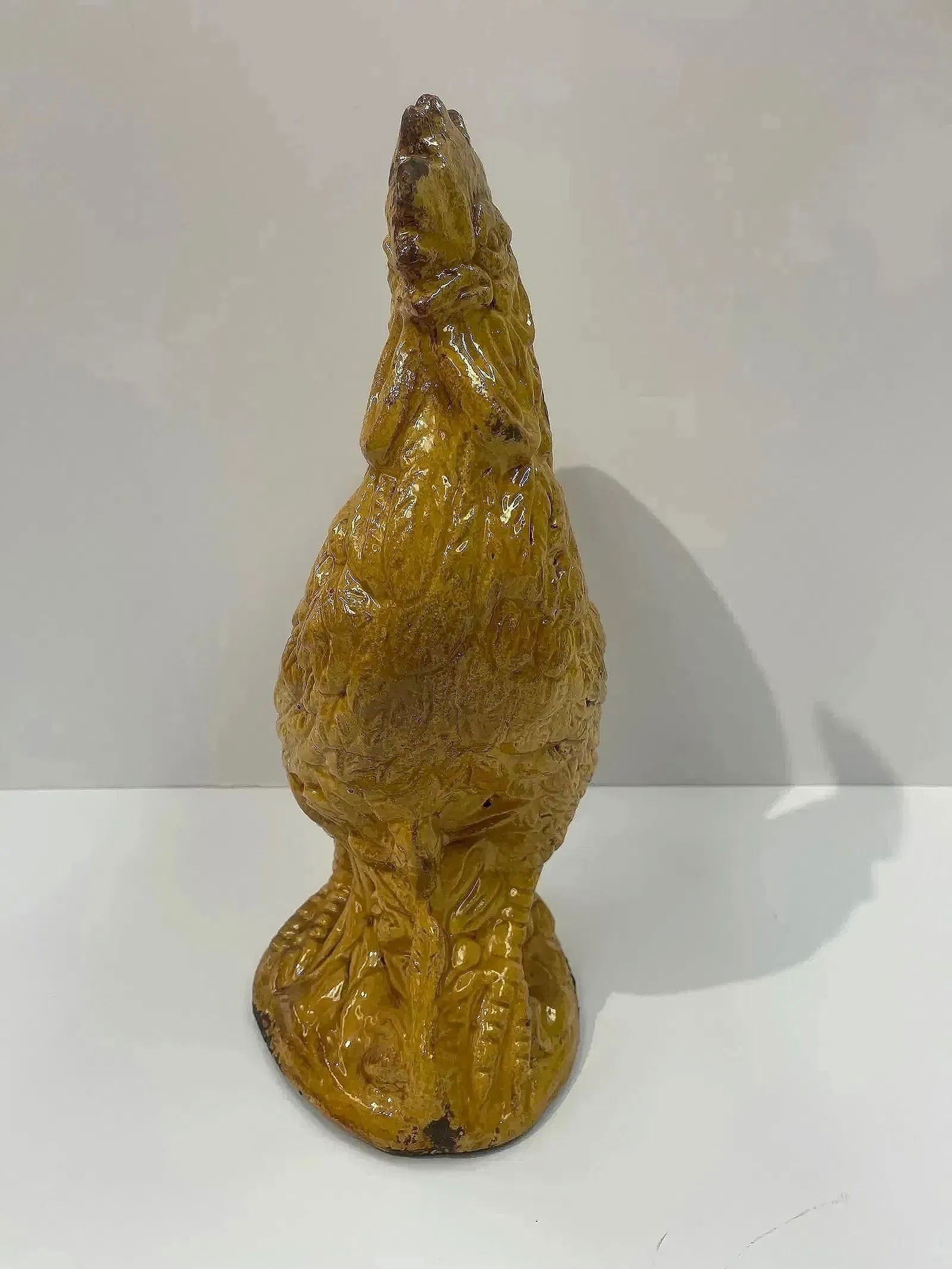 Italian glazed pottery rooster statue - 11