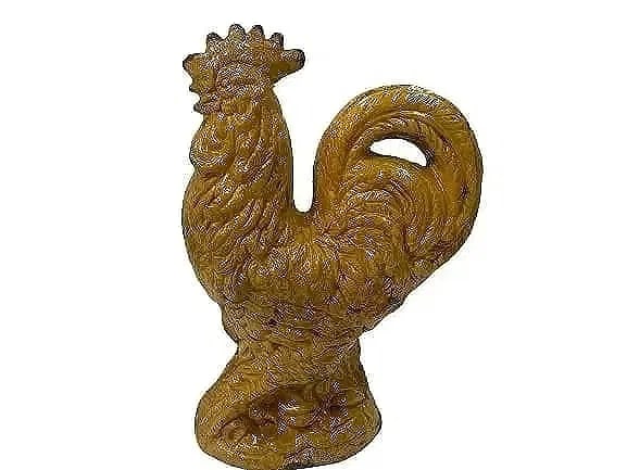 Italian glazed pottery rooster statue: An Italian glazed pottery rooster statue.A unique decorative Italian Rooster glazed pottery by VIETRI. In Italy, the rooster is known to begin the day and is known to bring joy and light to its