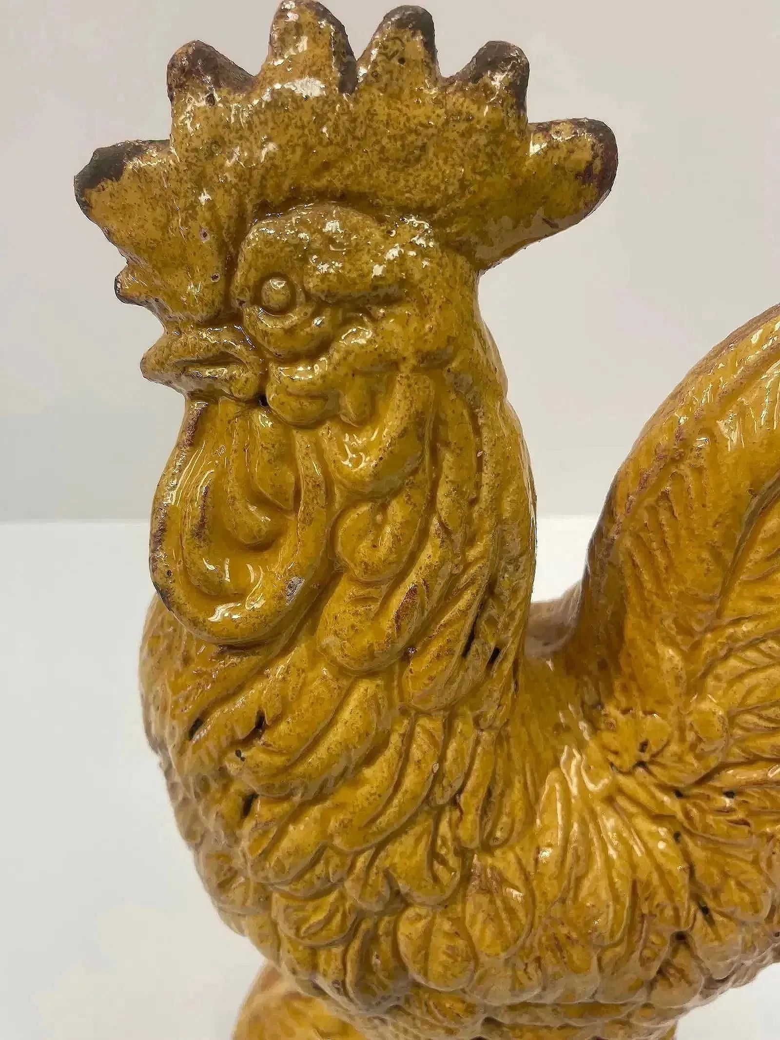 Italian glazed pottery rooster statue - 2