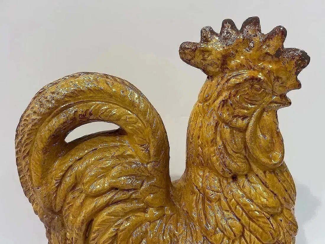 Italian glazed pottery rooster statue - 4