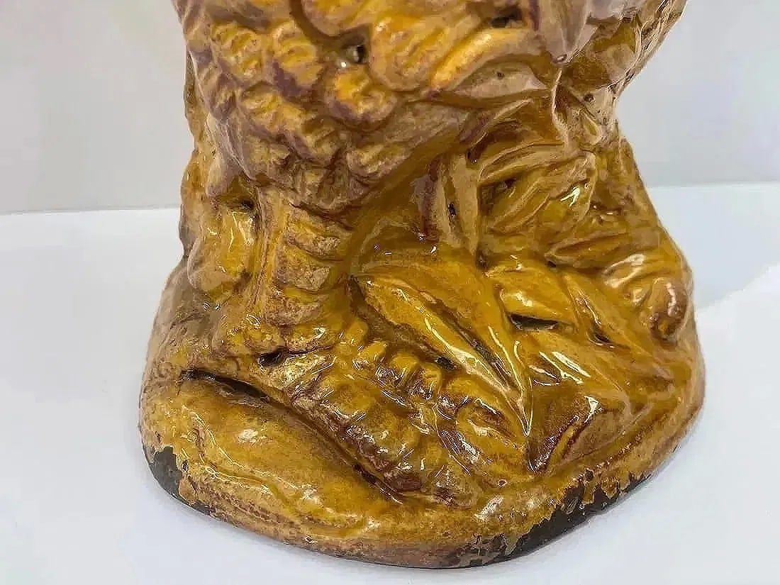 Italian glazed pottery rooster statue - 5