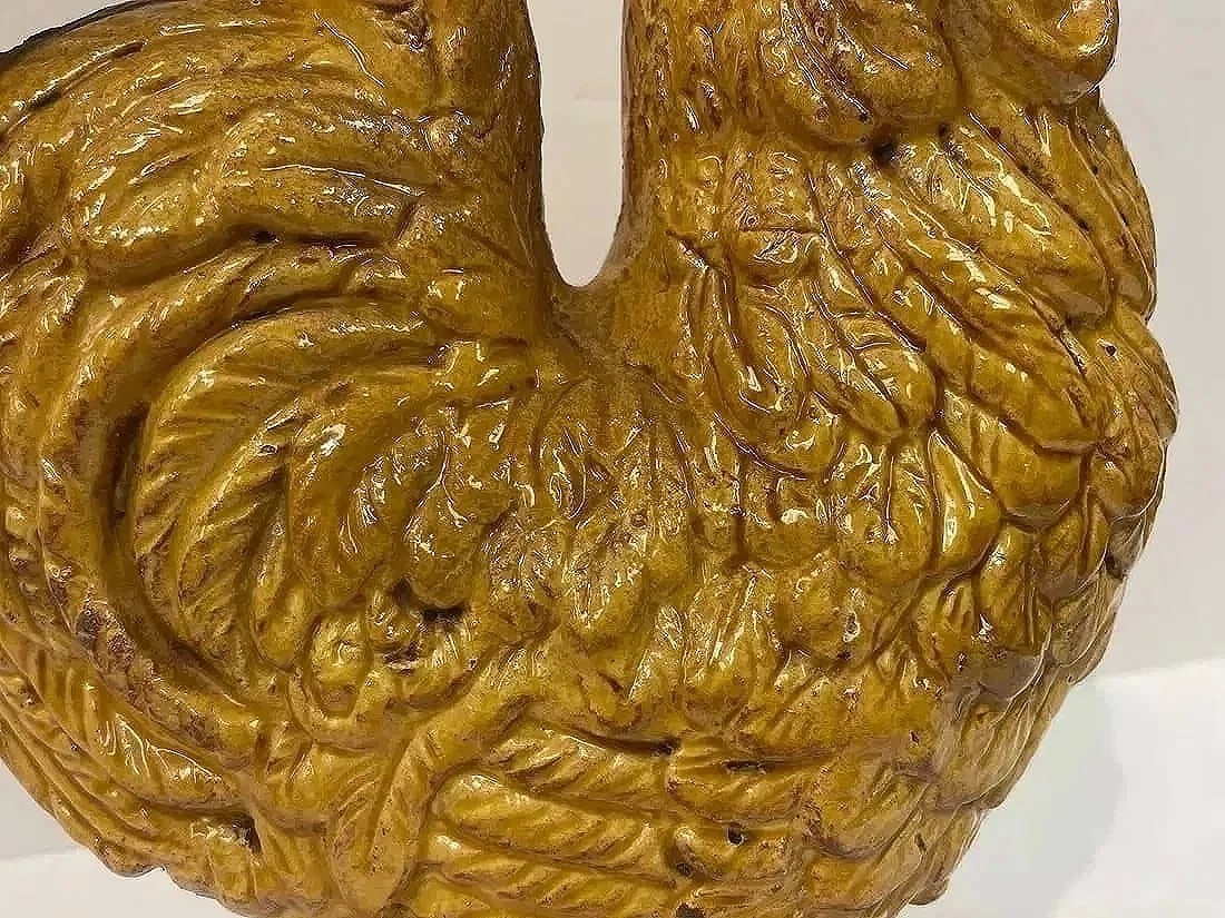 Italian glazed pottery rooster statue - 6